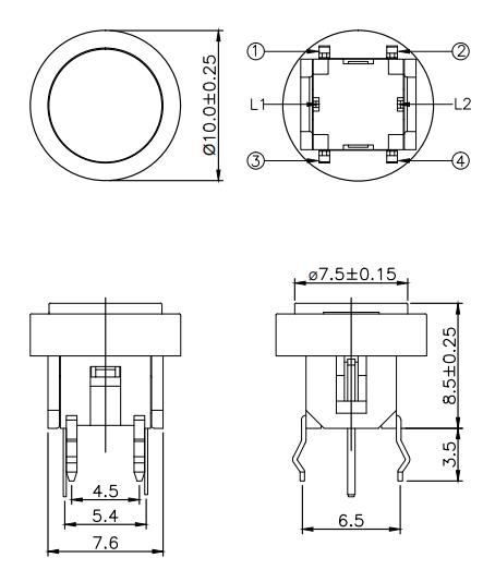 Tactile Momentary Button With Various Colored LEDs