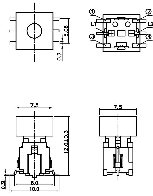 PCB Mounted LED Switch Button