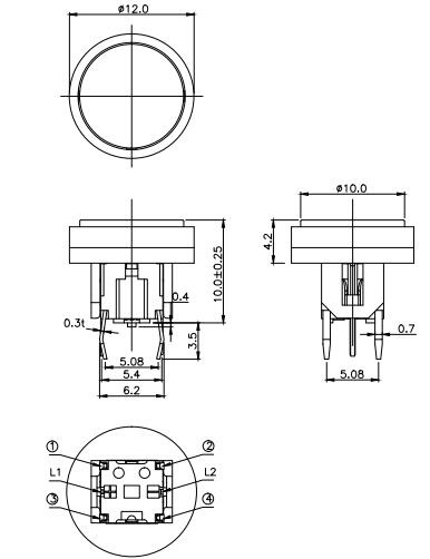 LED Light Tact Switch With Symbol Cap