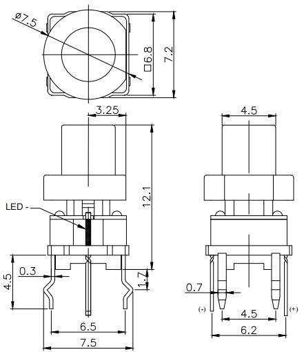 Momentary Illuminated Red-Blue LED Tact Switch