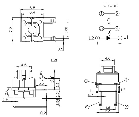 Illuminated Led Right Angle Switch