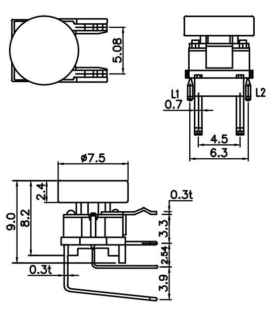 Reset Right Angle Momentary Illuminated Tact Switch With LED Indicator