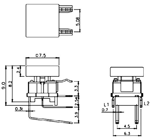 Right Angle Illuminated Push Button Switch