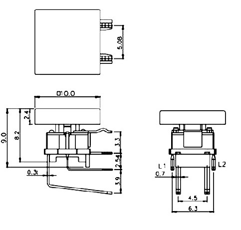 Right Angle Tact Switch With LED Lamp