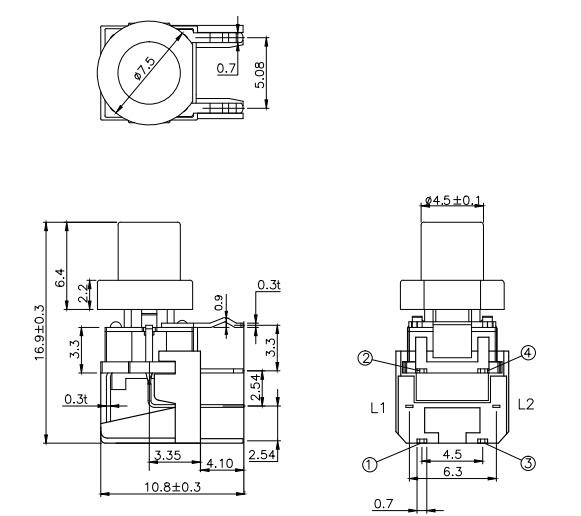 Illuminated Right Angle Push Switch