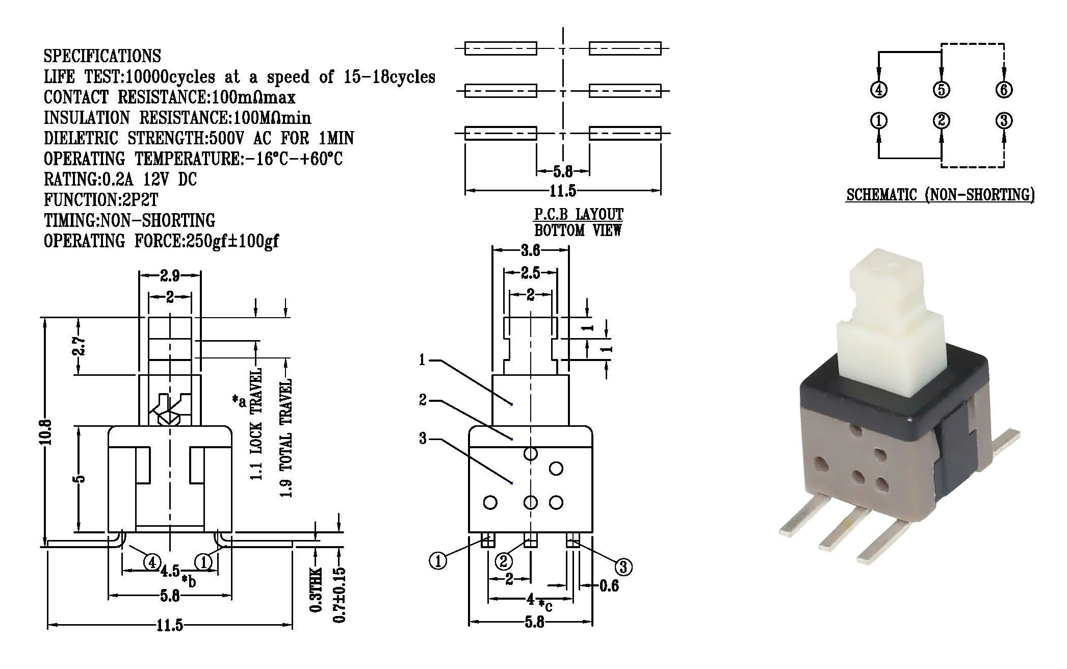 5.8*5.8 Push Button Switch