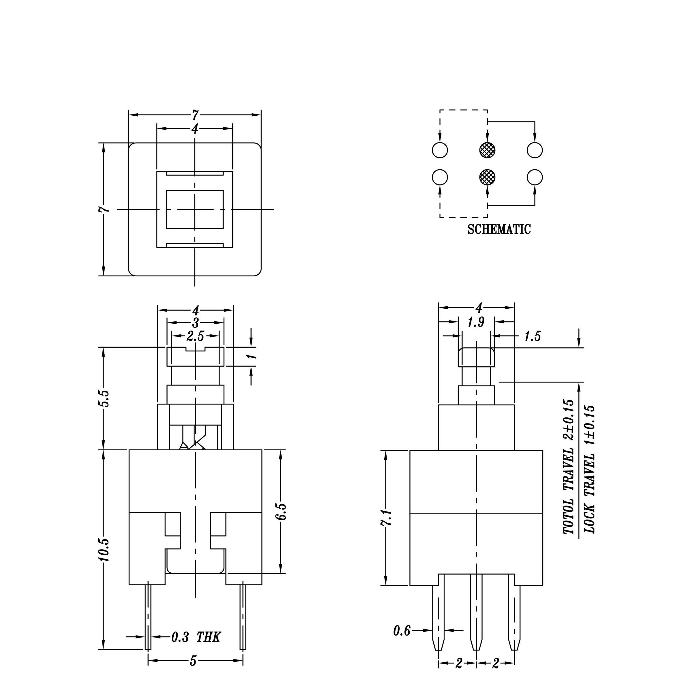 7*7 Latch Push Button Switch