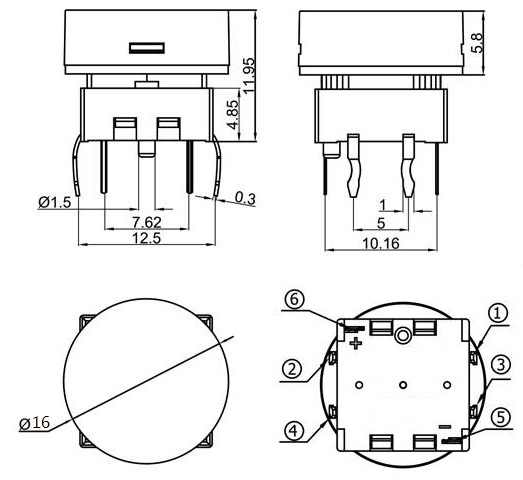 16MM Round Illuminated Button For Controller