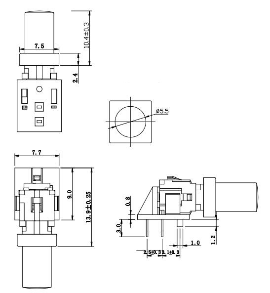 LED illuminated Right Angle Button