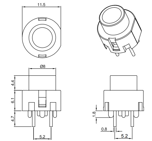 SPST Momentary Tact Button Key Switch(图1)