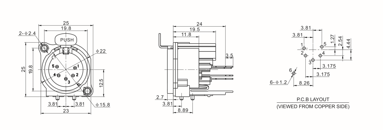 Push XLR Connector Female PCB Mount Socket(图1)