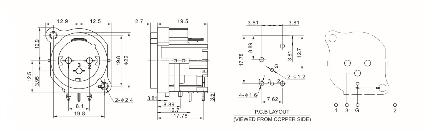 Mount Male XLR Connector Plastic(图1)