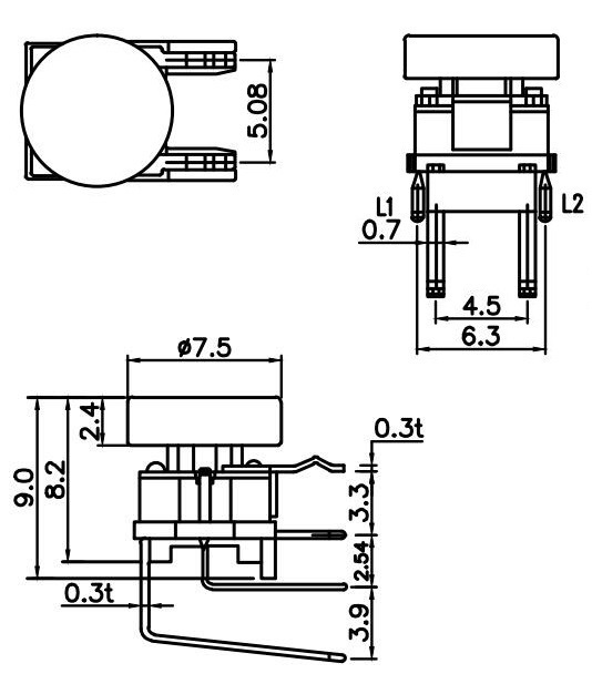 illuminated Right Angle Lamp Tact Switches With 10MM Cap(图1)